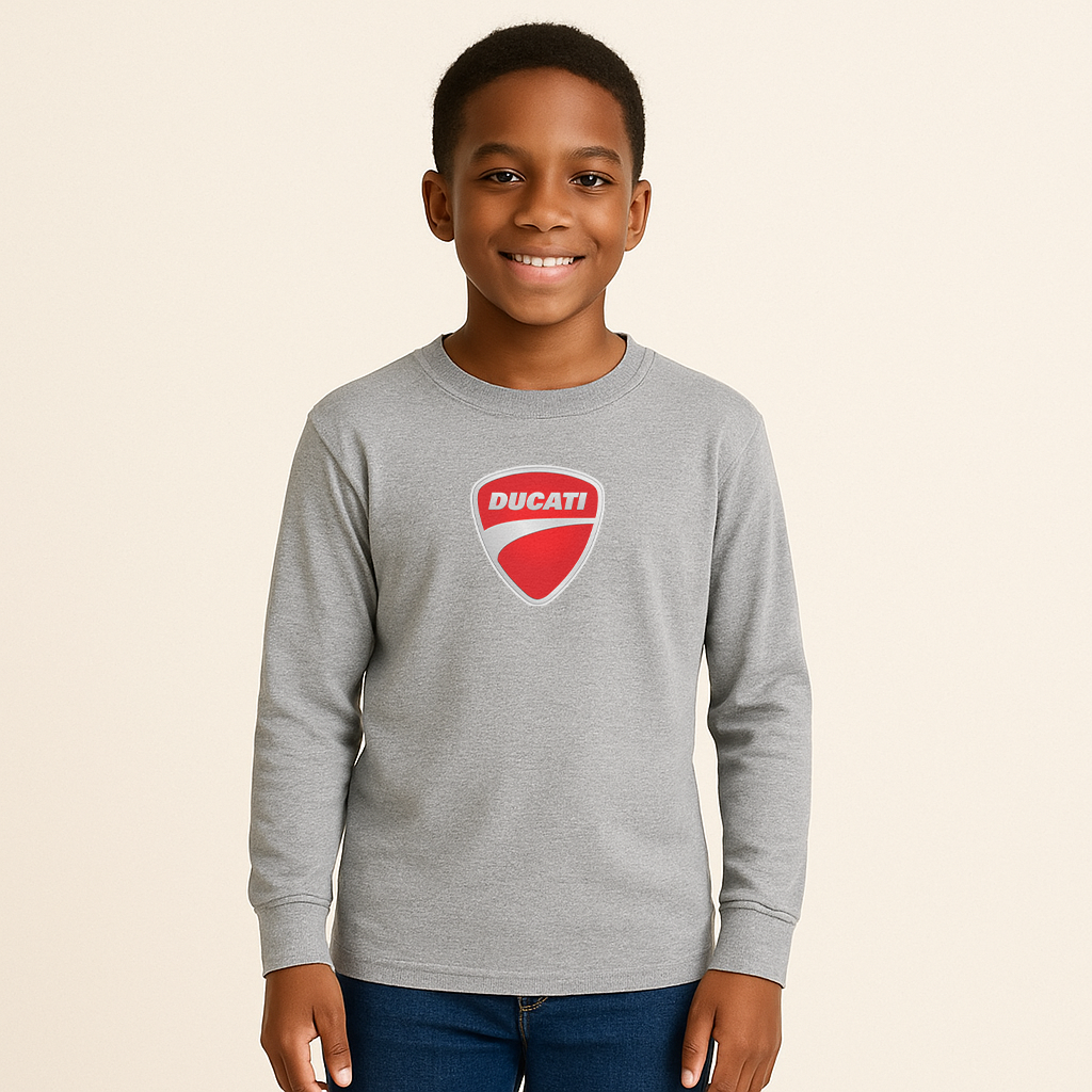 Youth Kids Ducati Motorcycle Car Long Sleeve T-Shirt